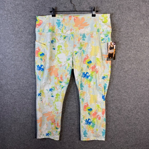 Avia Fashion Capri XXL (20) High Waist Floral Print Activewear Leggings - Picture 1 of 8